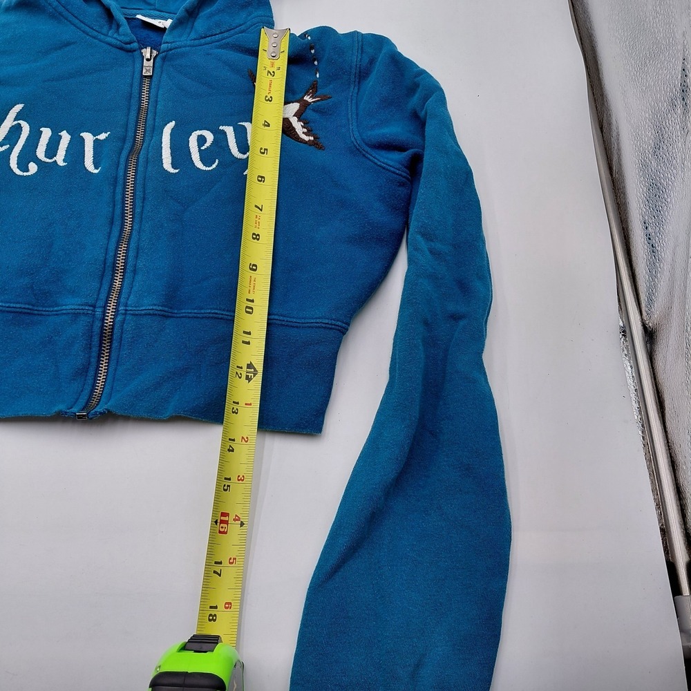 Hurley Full Zip Hoodie Sweater Womens S Teal Bird Cropped Y2K Bella Swan Rory - Picture 6 of 10